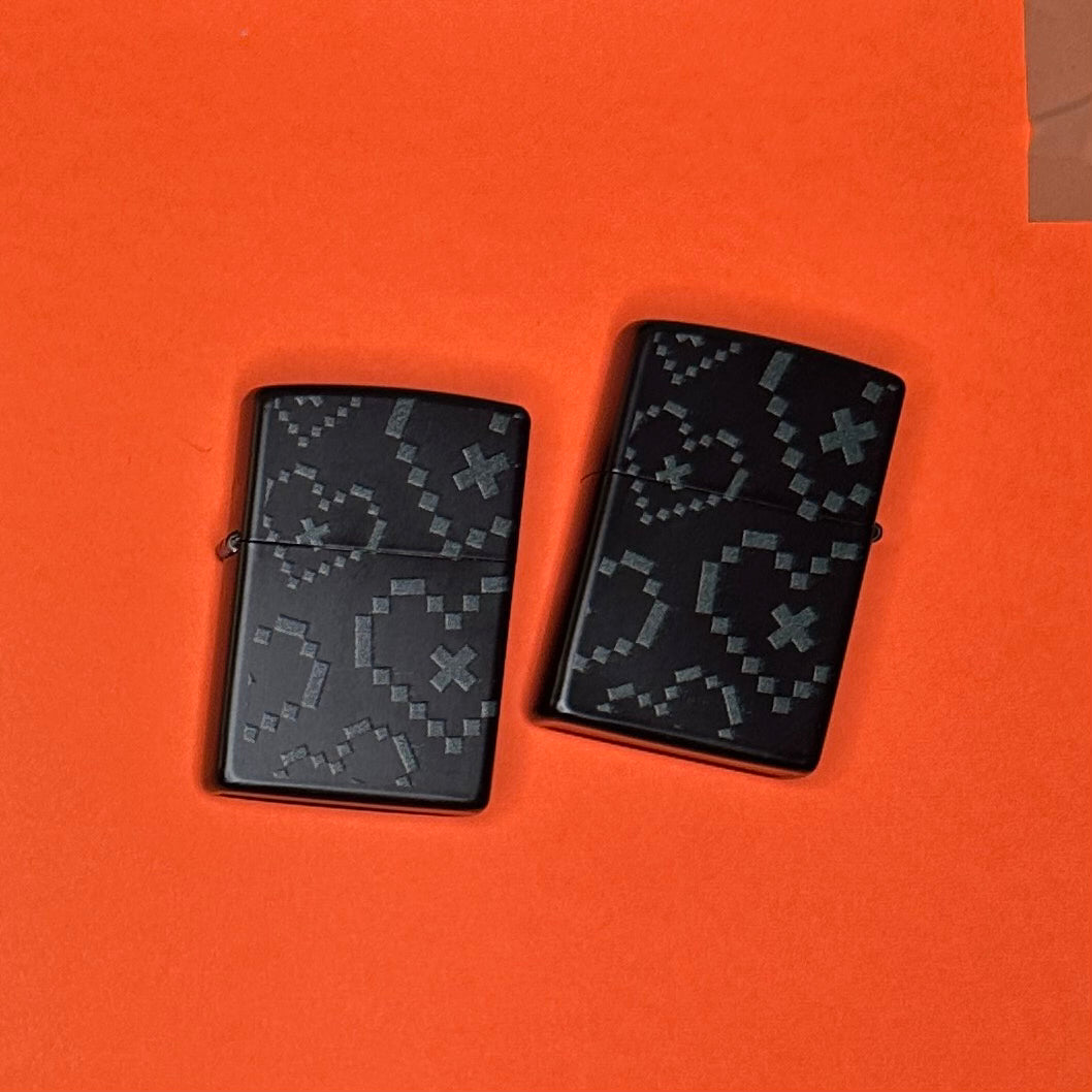 Black Printed Multi Heart Lighter Case