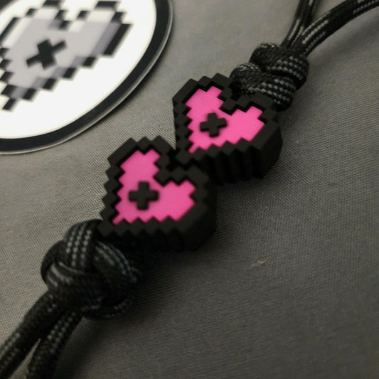 Antiquated Zipper Pull / PVC Bead Hot Pink